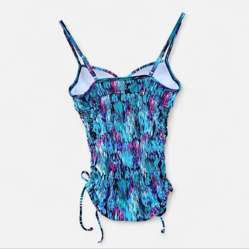 Assets By Spanx Blue and Pink Abstract Tankini Top Sara Lively Collab Size S - Picture 4 of 8
